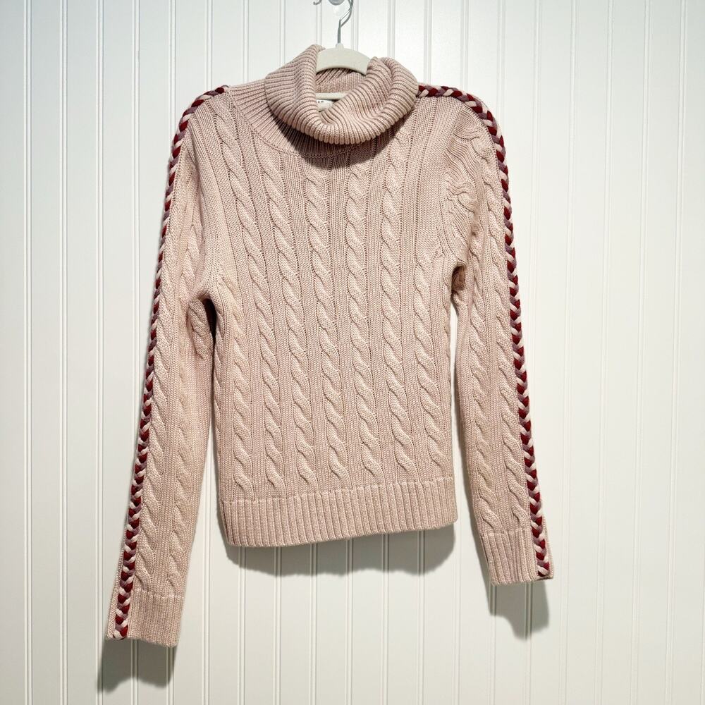 Derek Lam Pippa Lace Up Turtlneck Sweater Pink Cableknit Size Medium - Picture 1 of 6